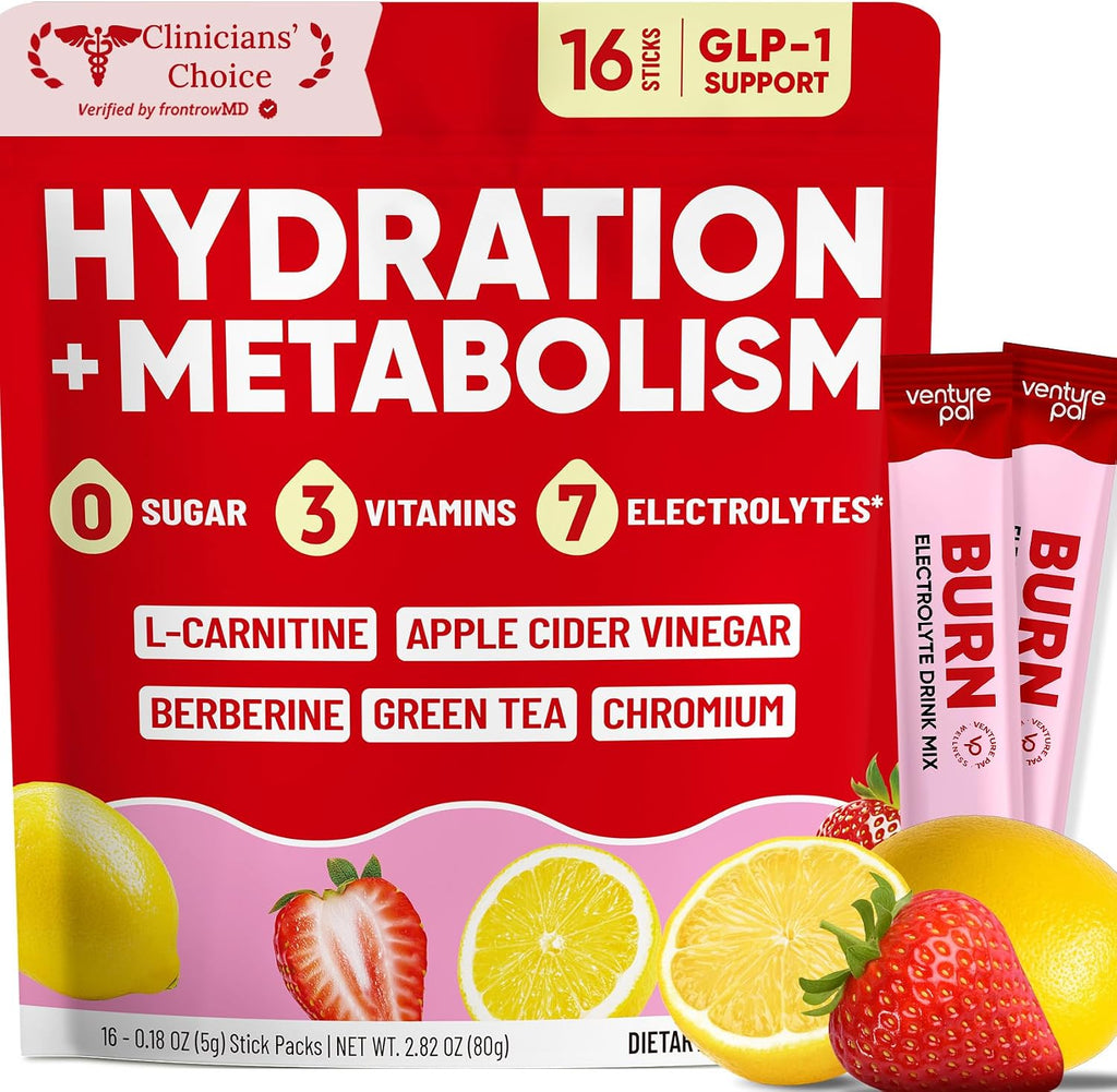 Venture Pal Electrolyte Packets + Burn Support, Sugar Free, 16 Sticks
