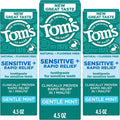 Tom's of Maine Rapid Relief and Sensitive Toothpaste, Mint, 3 Pack, 4.5 oz