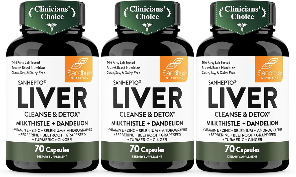 Liver Cleanse Detox & Repair Capsules, Milk Thistle Dandelion Root 70 Count