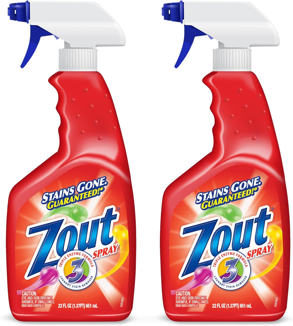 Zout Laundry Stain Remover Spray, Blood, Grass & Oil Stains, 22 oz, 2-Pack