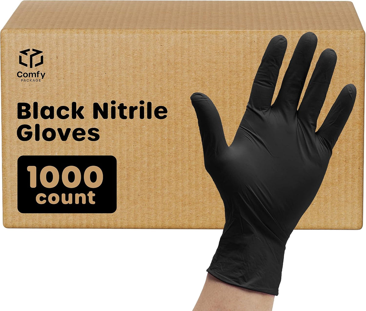 GUSTO Black Nitrile Gloves - Disposable Heavy Duty 6 Mil