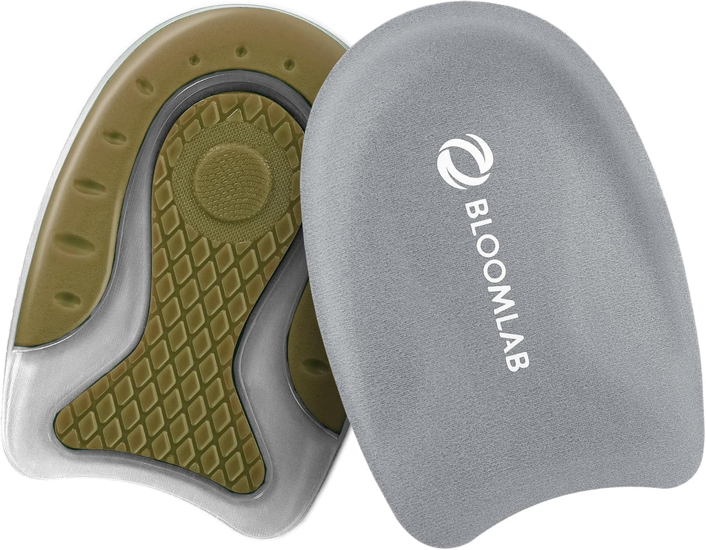 BloomLab Gel Heel Cups for Heel Pain Relief, Plantar Fasciitis, 2 Pack