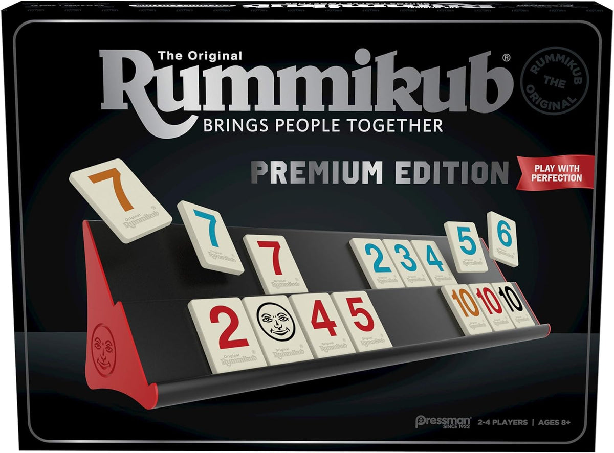 Rummikub Premium Edition by Pressman - Features Racks - Large Number Engraved Tiles and a Storage Bag for The Ultimate Rummikub Experience by Pressman , Silver