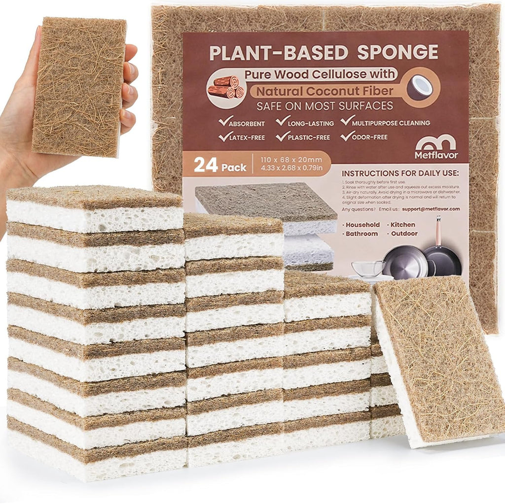 Metflavor Kitchen Sponges, 12 Count, Dual-Sided Non-Scratch Scrub Sponge
