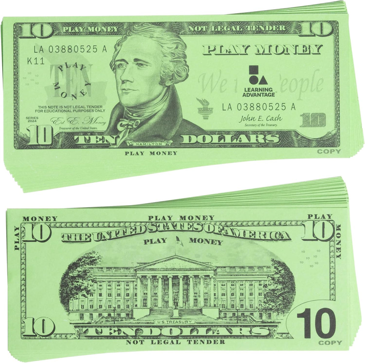 Learning Advantage Five Dollar Play Bills, Set of 100 Paper Bills