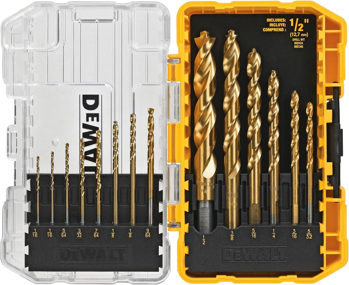 DEWALT Drill Bit Set, Titanium Nitride Coated, 14-Piece (DW1354)