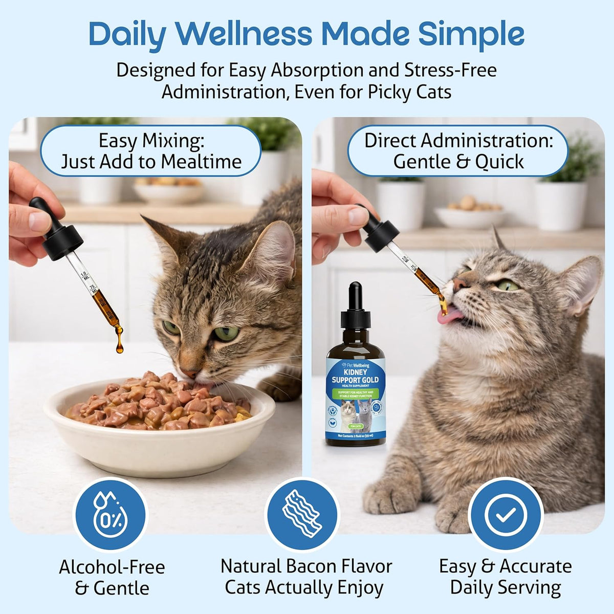 Pet Wellbeing Kidney Support Gold for Cats - Kidney Care & Hydration, 2 oz