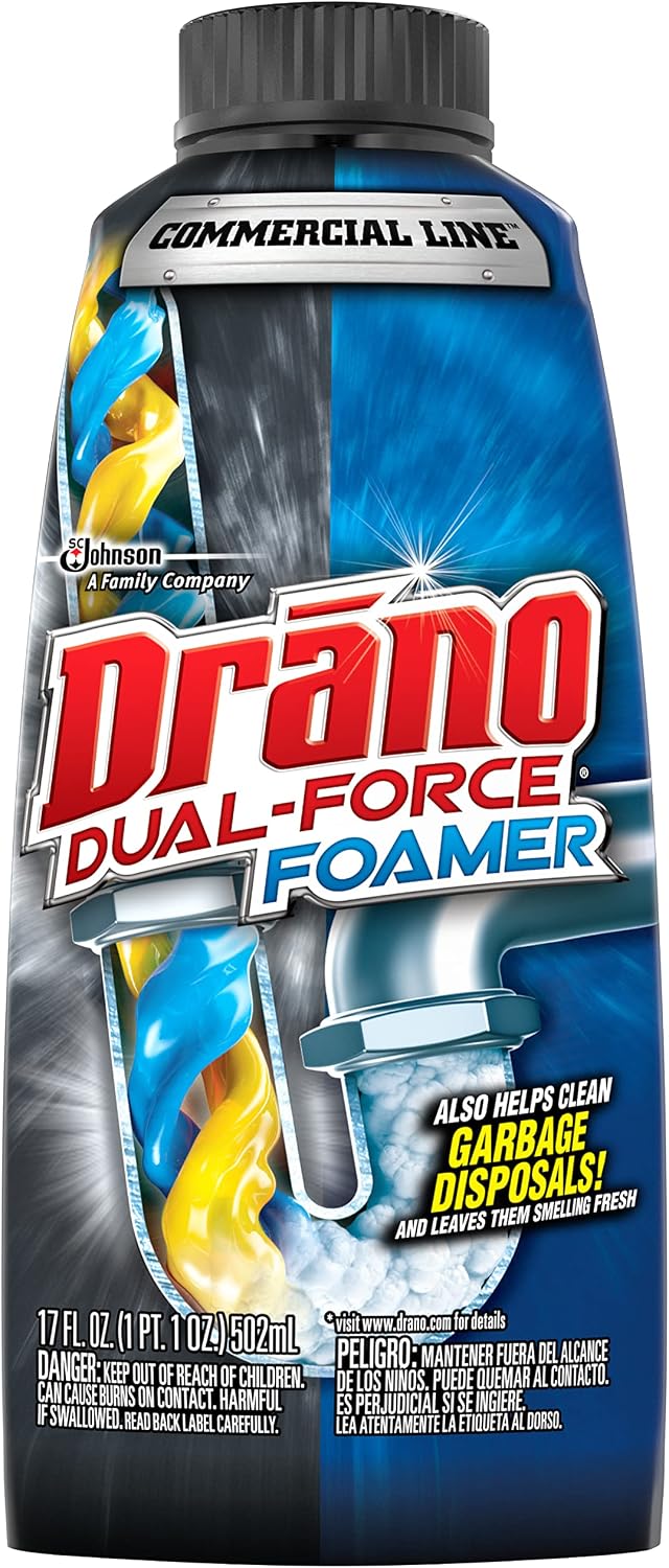 Drano Dual-Force Foamer Clog Remover, Commercial Line, 17 oz