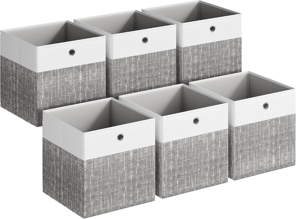 SONGMICS Storage Cubes, Set of 6 Foldable Organizer Boxes with Handles