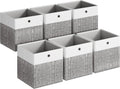 SONGMICS Storage Cubes, Set of 6 Foldable Organizer Boxes with Handles