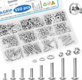 121PCS Nuts and Bolts Assortment Kit, M4 M5 M6 Phillips Head Machine Screws Assorted Set with Storage Case, Small Metric Bolts Nuts and Flat Washers Kit