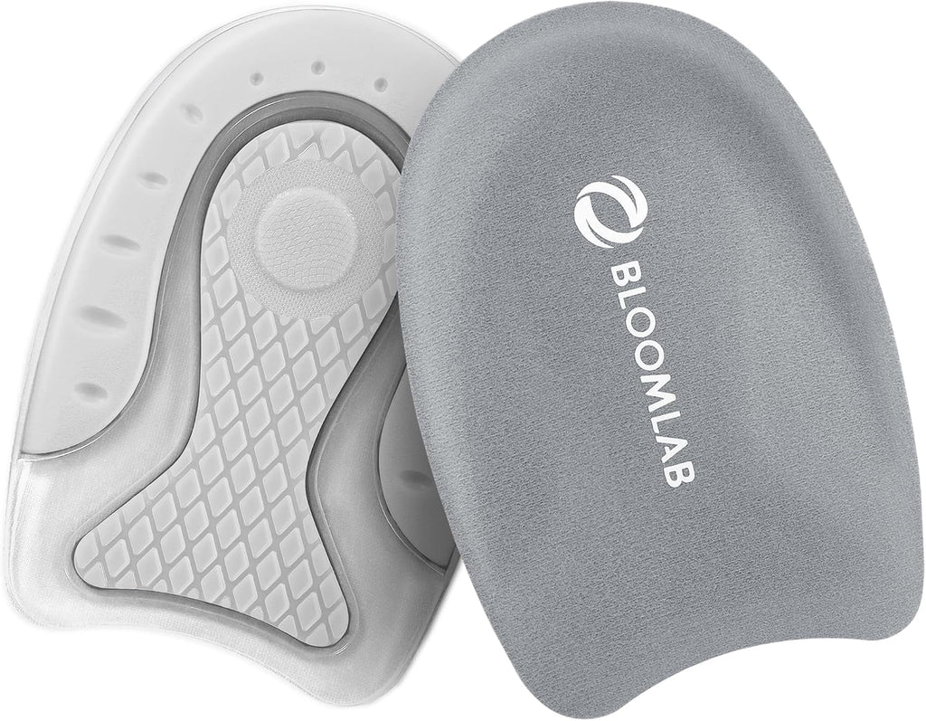 BloomLab Gel Heel Cups for Heel Pain Relief, Plantar Fasciitis, 2 Pack