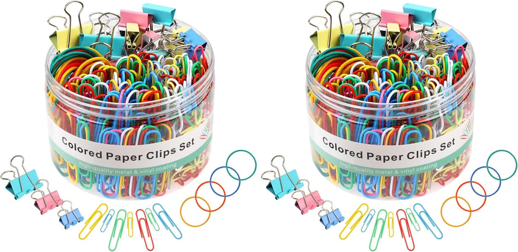 300 Pcs Binder Clips, Rubber Bands, Office Set, Paper Clips, School & Teacher Supplies for Office Desk Essentials (Assorted Sizes)