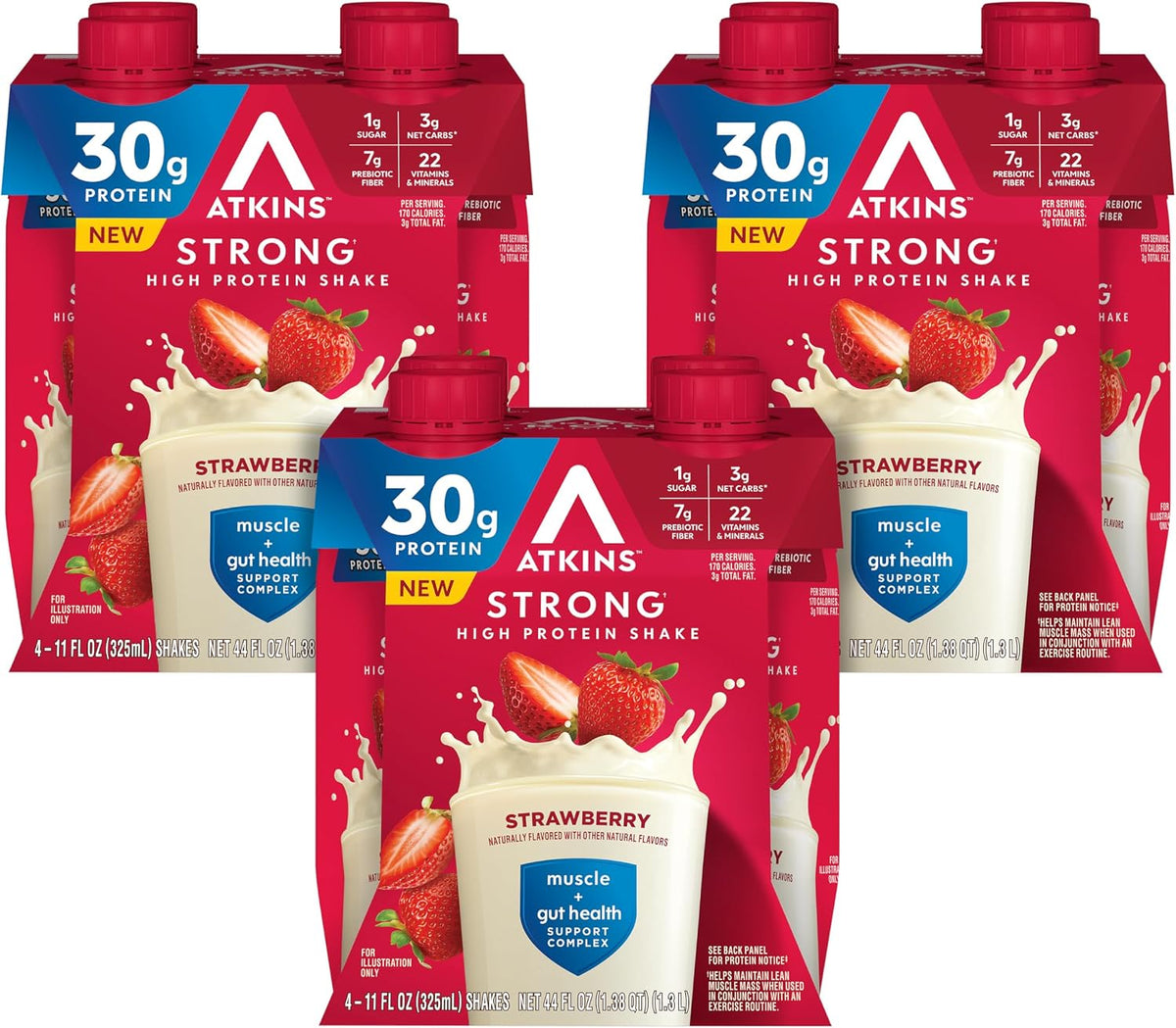 Atkins Strong High Protein Shake, Café Latte Flavored, 30g Protein, 12 CT
