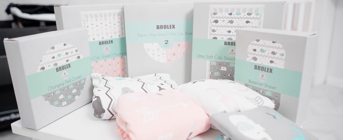Pack n Play Sheets, BROLEX 2 Pack Mini Crib Sheets,Stretchy Portable Fitted Playard Sheet Set, Convertible Playard Mattress Cover,Ultra Soft Breathable Material,Elephant Whale