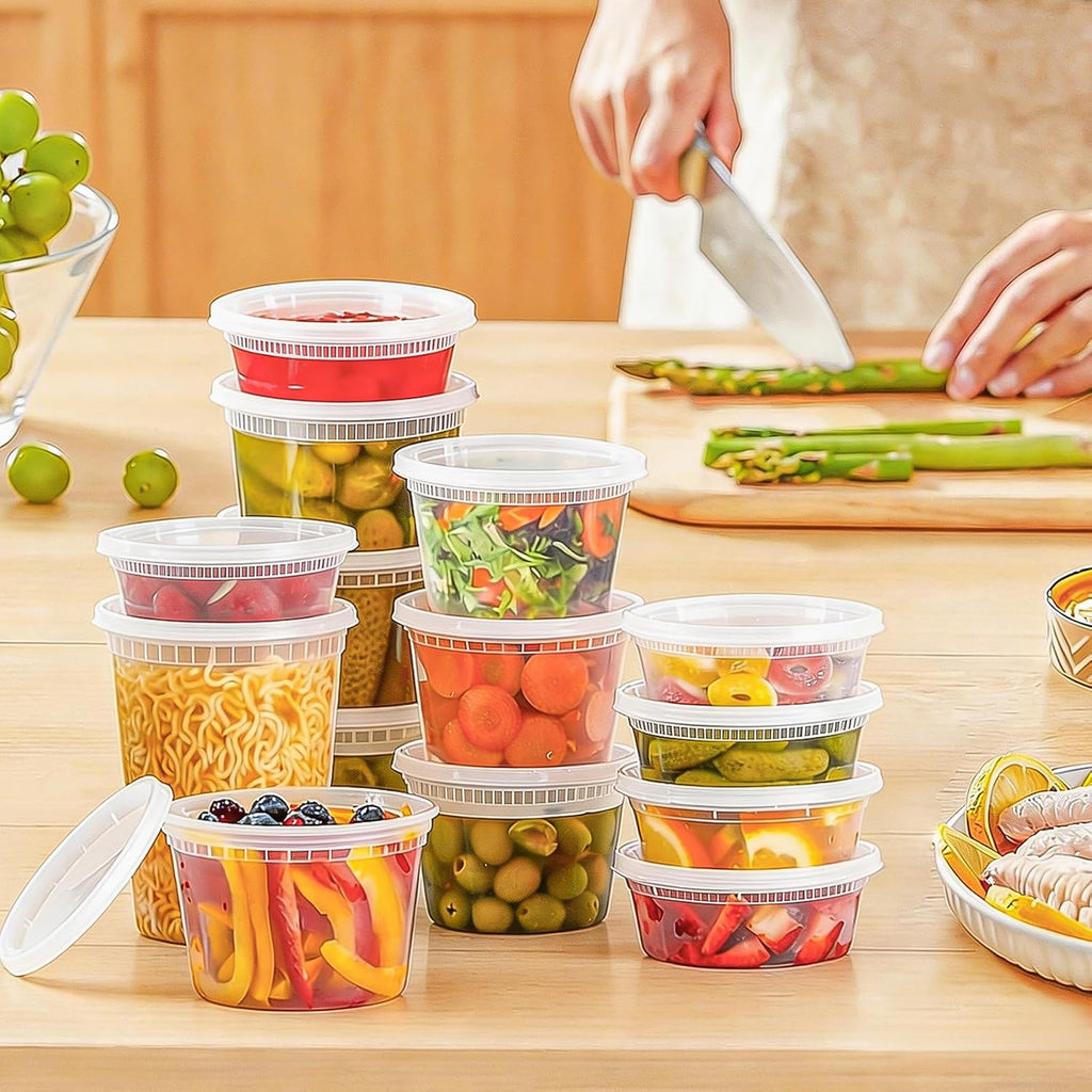 BYSNOW 60 Sets Deli Containers with Lids Plastic Food Storage Containers