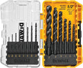 DEWALT Drill Bit Set, 3-Flats Shank,14-Piece, 135 Degree Split Point, for Plastic, Wood and Metal (DWA1184)