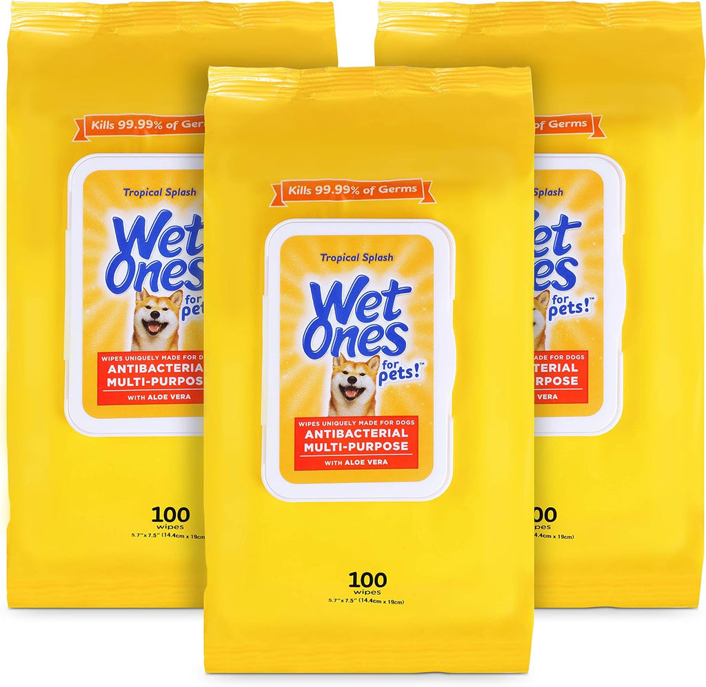 Wet Ones for Pets Antibacterial Dog Wipes, Tropical Splash, 50 Count