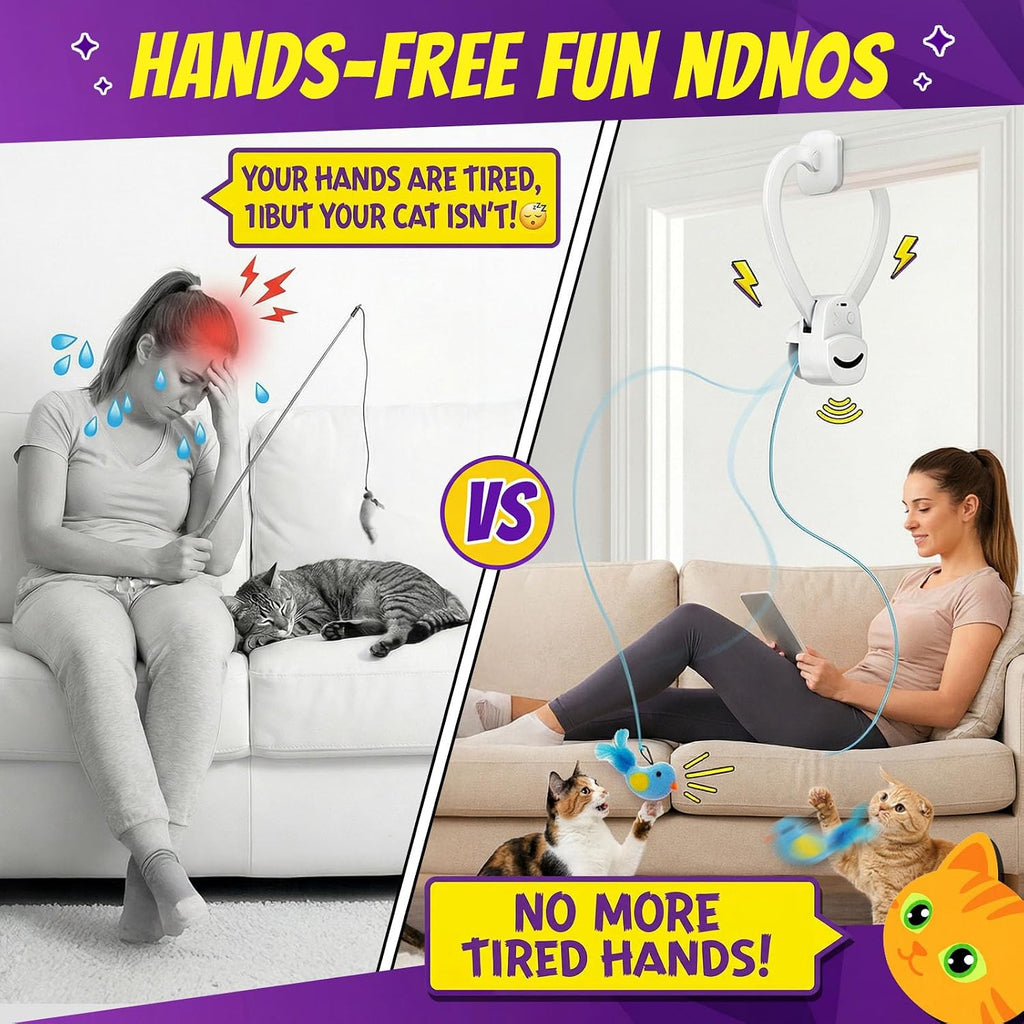 Interactive Cat Toys for Indoor Cats, Clip-On Automatic Flying Bird