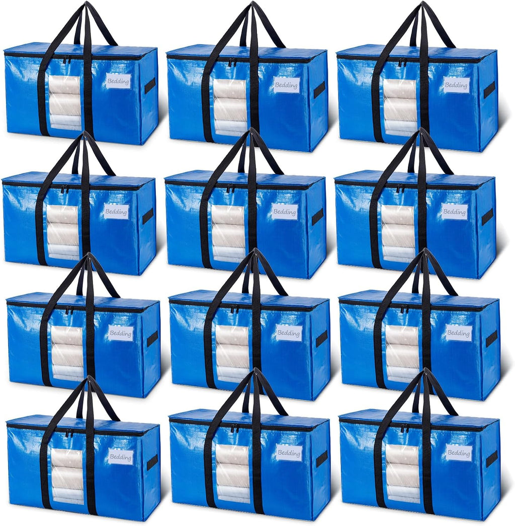 TAILI 4 Pack Blue Extra Large Moving Bags,Storage Bags with Visible Window