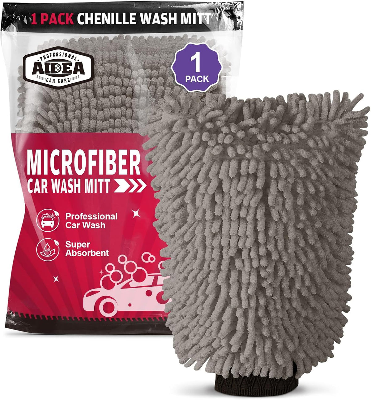 AIDEA Car Wash Mitt Microfiber-2PK, Car Wash Brush, Green, 7.12''X10.14''