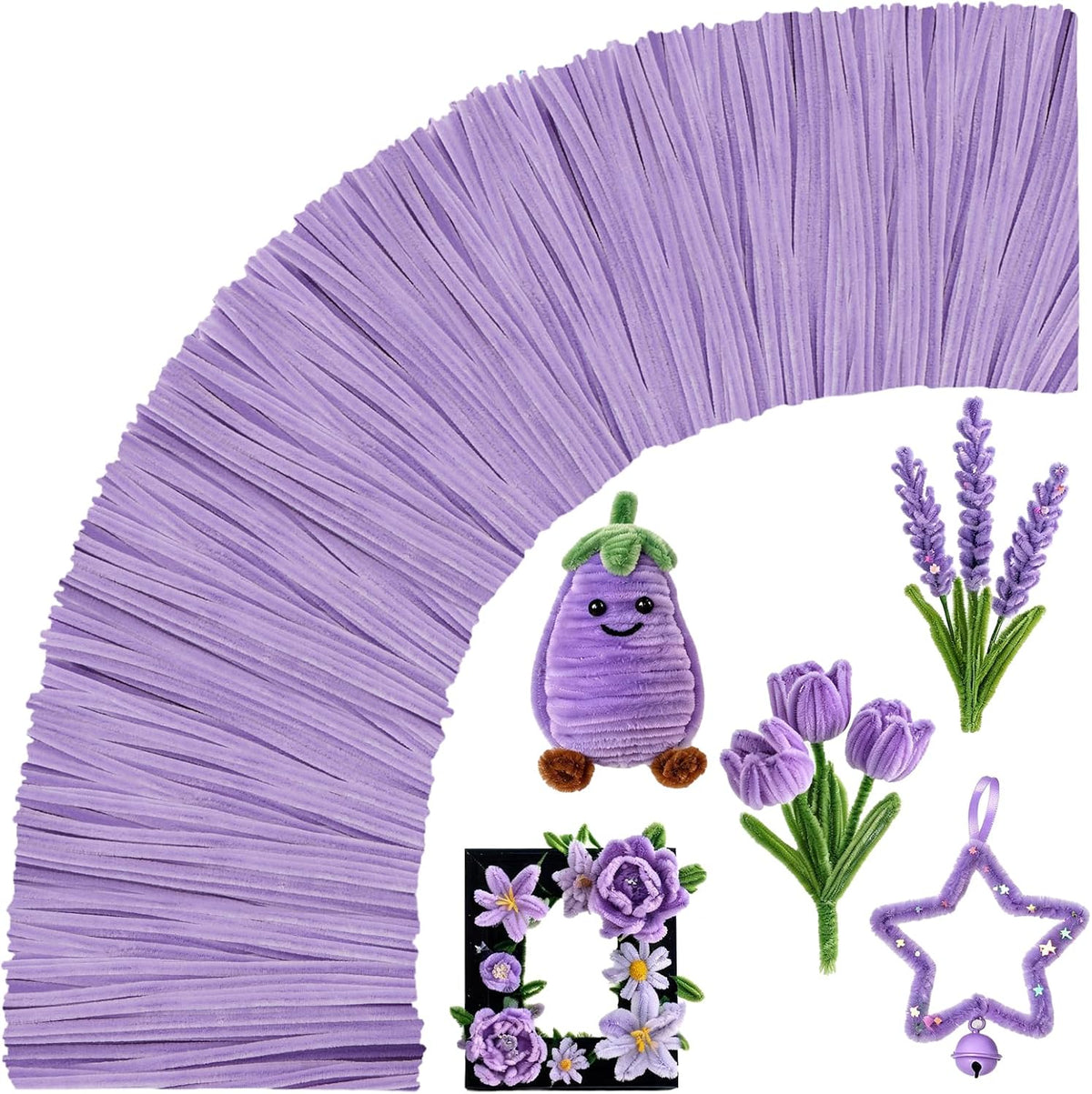 200 Pcs Pipe Cleaners Craft Bulk, 20 Colors Pipe Cleaner, Chenille Stems