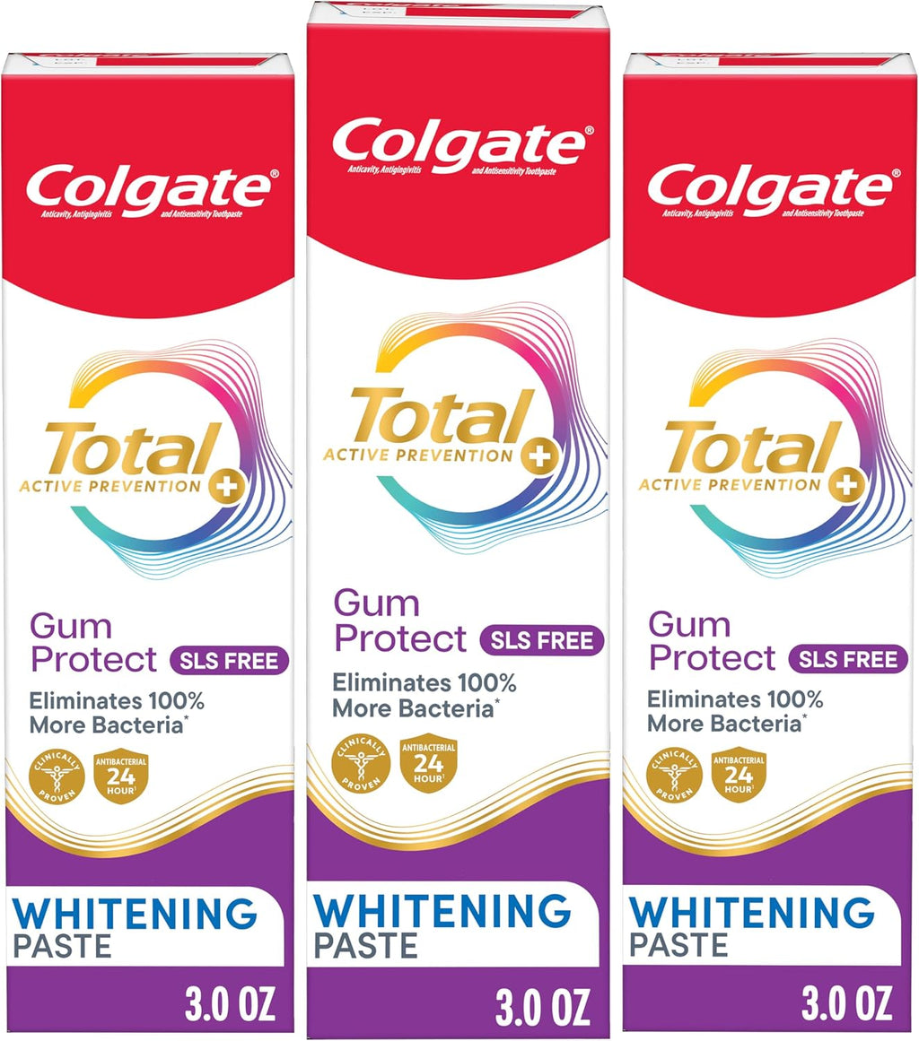 Colgate Total Gum Protect Whitening Toothpaste, SLS Free, 3 Pack, 3 oz