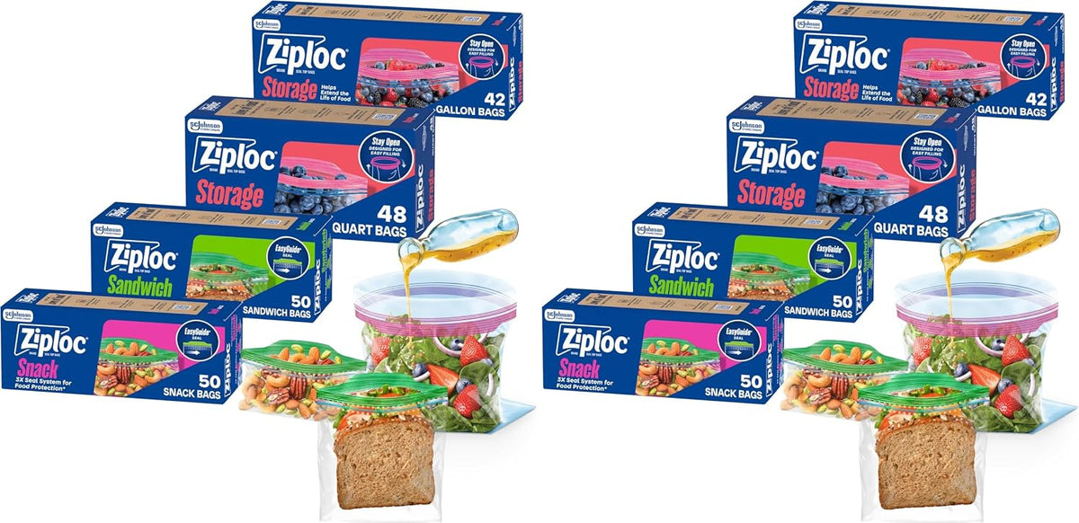 Ziploc Food Storage & Sandwich Bags Variety Pack, 190 Total Bags