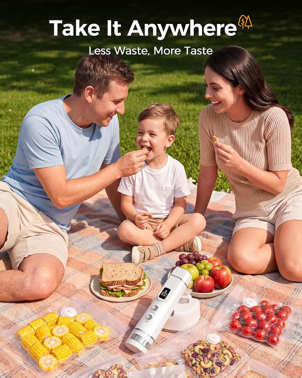 Vacuum Sealer for Food: 30 Reusable Bags & 20ml Tank