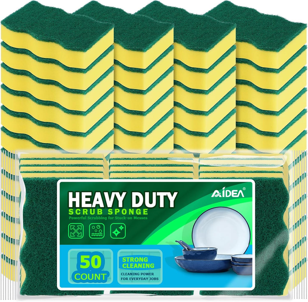 AIDEA Sponges Kitchen, 50 PK Heavy Duty Dish Sponge Kitchen, Scrub Sponges
