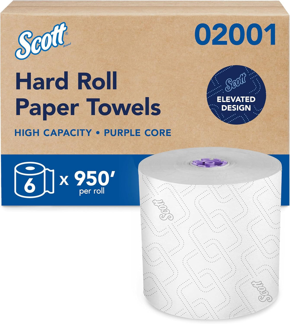 Scott Professional Hard Roll Paper Towels, Bulk, 6 Rolls x 950' (02001)