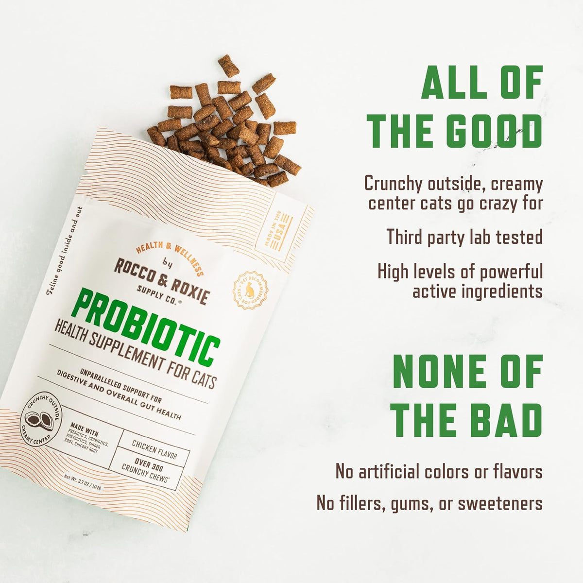 Rocco & Roxie Cat Probiotics, Digestive & Gut Health Chews