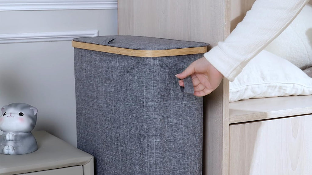 Lifewit 65L Slim Laundry Hamper with Lid and Removable Bag, Beige