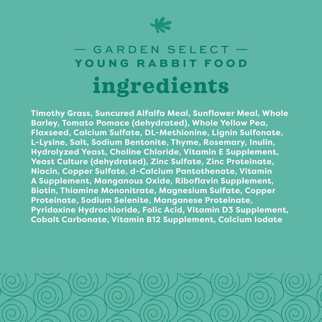 Oxbow Garden Select Young Rabbit Food, High-Fiber Rabbit Pellets, USA, 4 lb