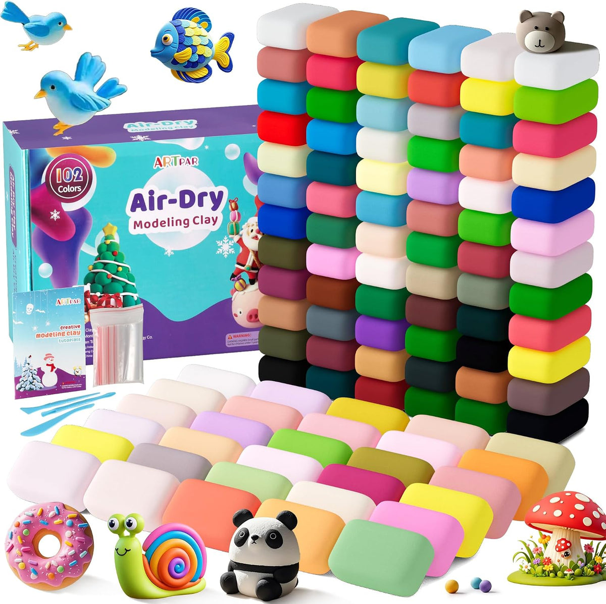 ARTPAR Air Dry Clay for Kids,90 Colors Modeling Magic Clay Bulk Kit