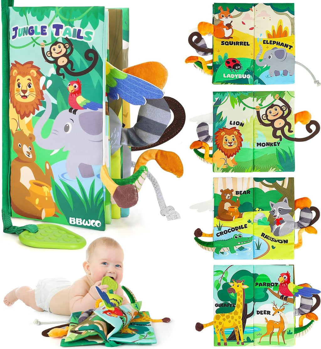 BBWOO Soft Baby Book Toy, Touch and Feel Sensory Crinkle Book with Teether
