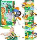 BBWOO Soft Baby Book Toy, Touch and Feel Sensory Crinkle Book with Teether