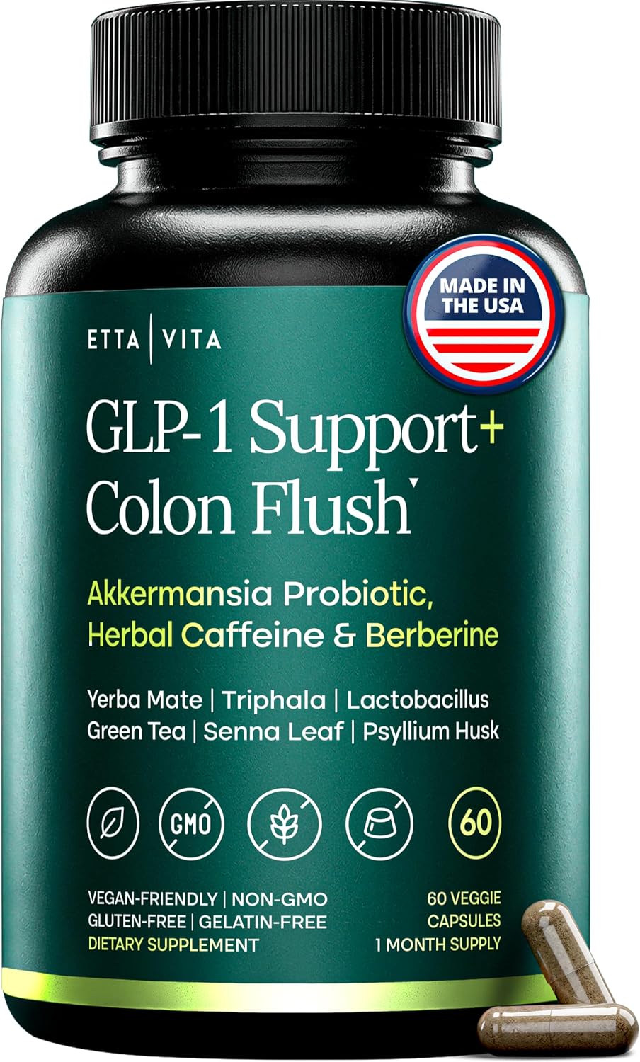 GLP-1 Colon Cleanse with Akkermansia, Berberine & Psyllium for Gut Health