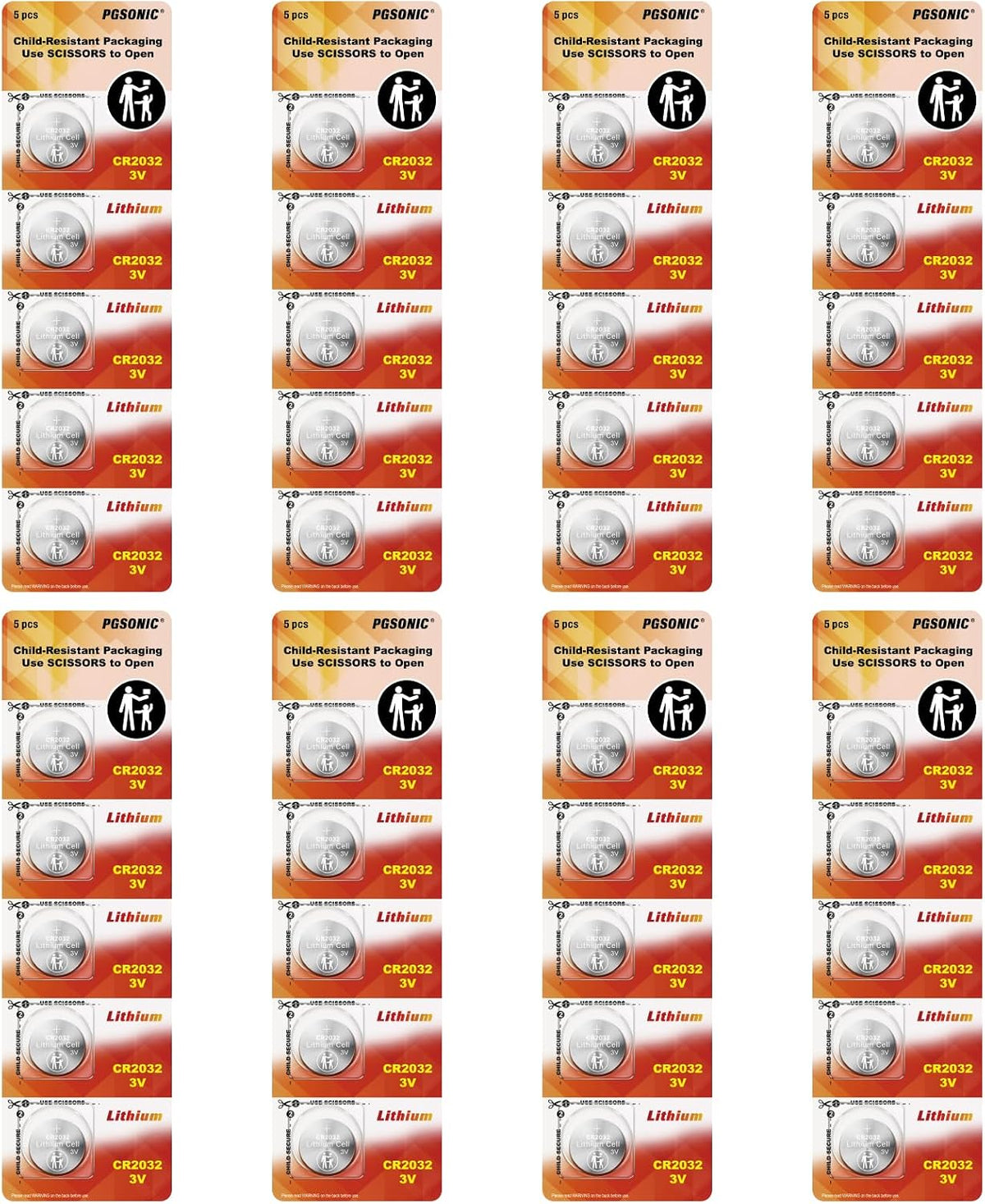 40 Pack CR2032 Batteries, 3V Lithium Coin Battery for Small Electronic Devices, 5 Year Shelf Life