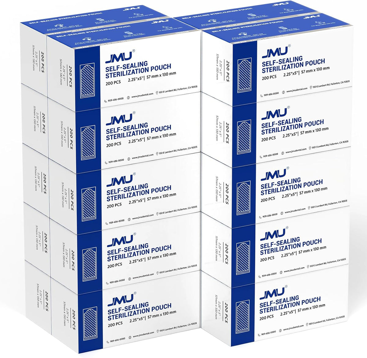 JMU Self Seal Sterilization Pouches 3.5" x 10", Sterilization Bags 200/Box