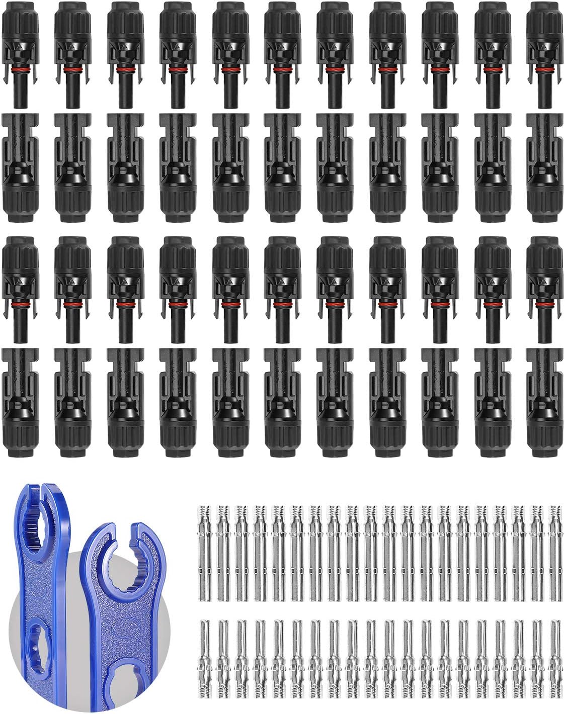 BougeRV 12 PCS Solar Connectors with Spanners Solar Panel Cable Connectors 6 Pairs Male/Female(10AWG)