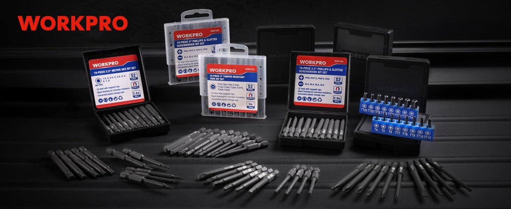 WORKPRO 10PCS Square Drive Bit Set, Magnetic Impact Screwdriver Bits