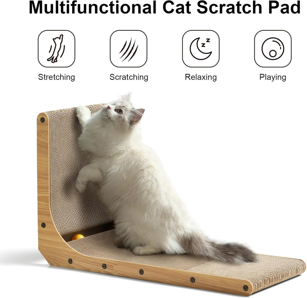 FUKUMARU Cat Scratcher, 26.8 Inch L Shaped Cat Scratch Pad for Indoor Cats