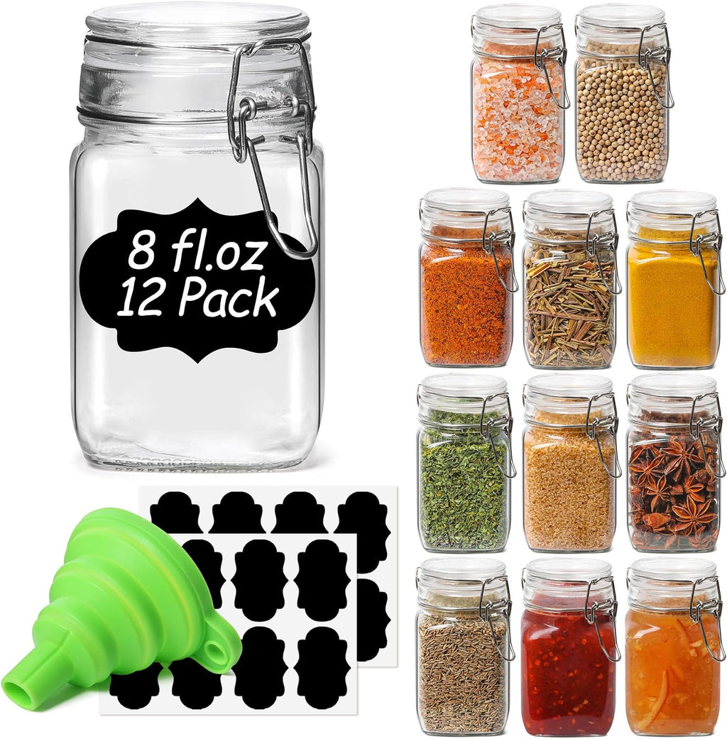 ComSaf Large Square Glass Jars with Airtight Lids 78 oz 3 Pack Wide Mouth