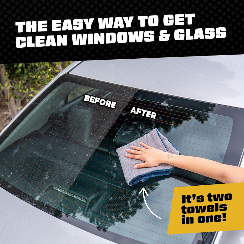 Chemical Guys, Clean Stroke Dual-Sided Glass Towels, 16 x 16 in, 2 Pack
