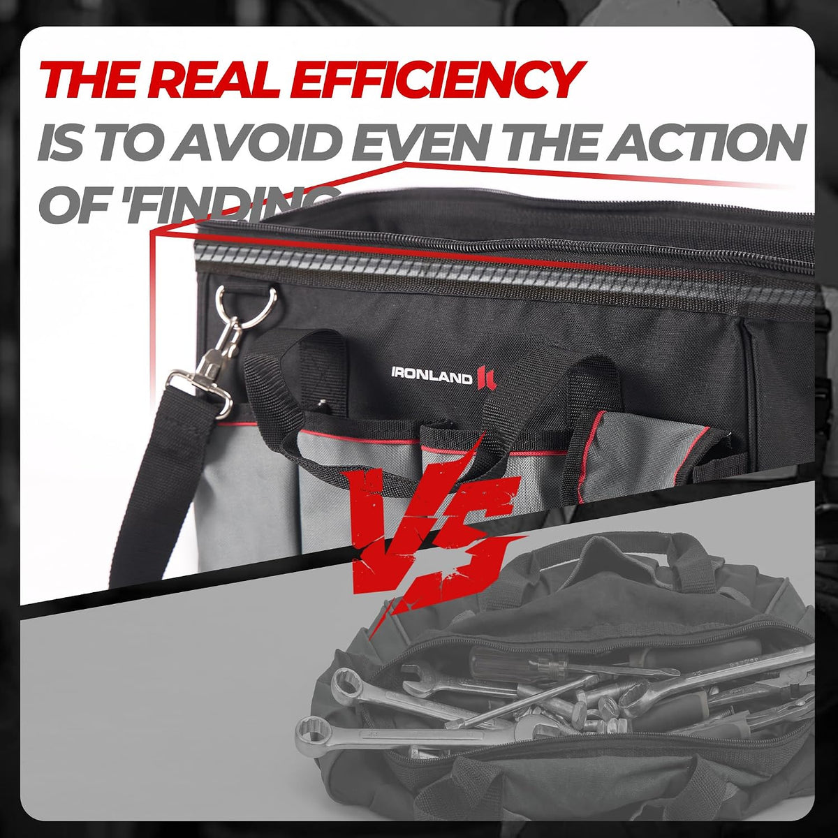 IRONLAND 16.5 Inch Hard & Sturdy Bottom Tool Bag Organizer for Men