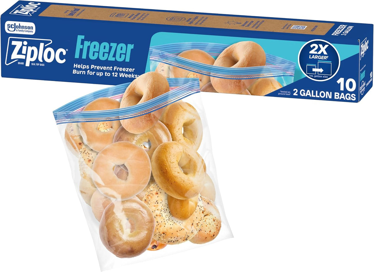 Ziploc 2 Gallon Freezer Bags, Food Storage, 10 Count