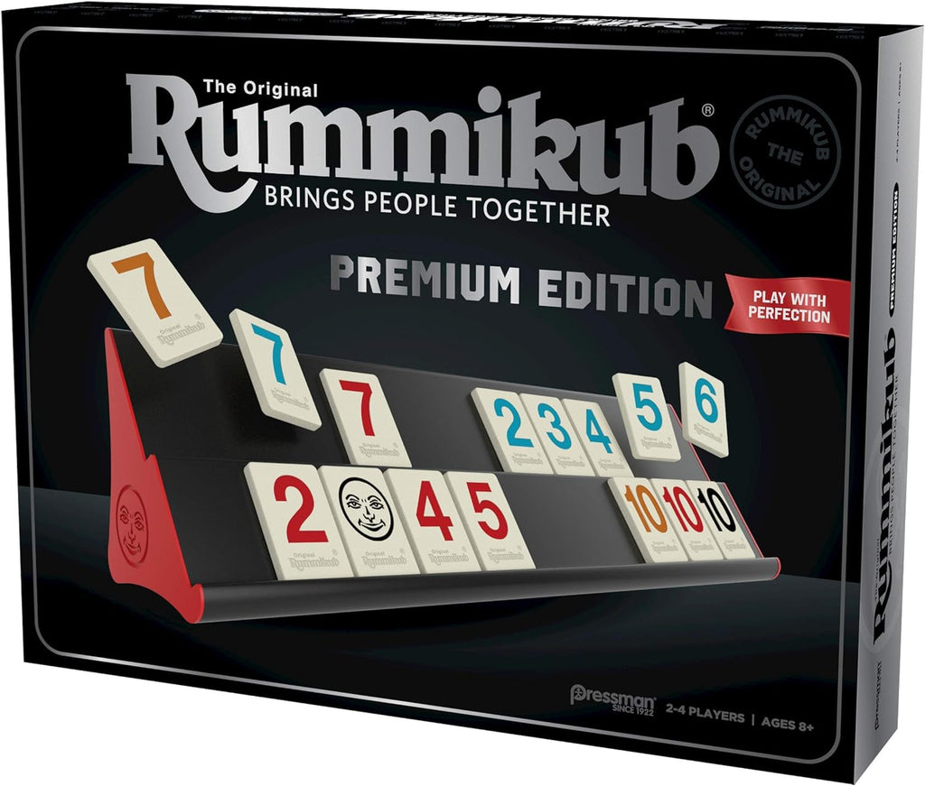 Rummikub Premium Edition by Pressman - Features Racks - Large Number Engraved Tiles and a Storage Bag for The Ultimate Rummikub Experience by Pressman , Silver