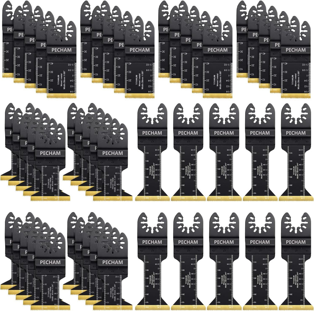 PECHAM 24PCS Universal Wood Metal Oscillating Multitool Quick Release Saw Blades Fit Porter Cable Black & Decker Rockwell Ridgid Ryobi Milwaukee Chicago Craftsman