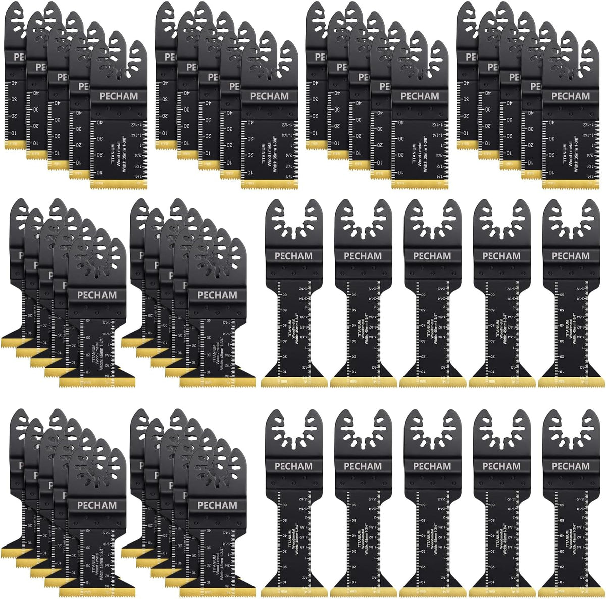 PECHAM 24PCS Universal Wood Metal Oscillating Multitool Quick Release Saw Blades Fit Porter Cable Black & Decker Rockwell Ridgid Ryobi Milwaukee Chicago Craftsman